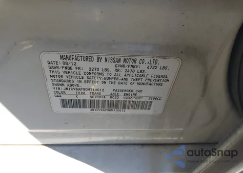 2013 Infiniti G37 Journey z USA, uszkodzony, nr VIN JN1CV6AP9DM710612